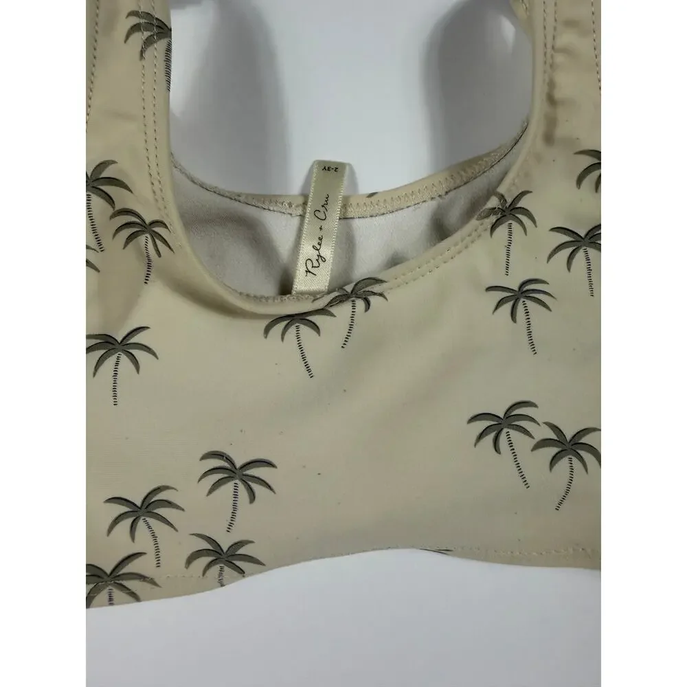 Rylee + Cru Palm Tree Knotted Bikini Swimsuit Natural 2-3 Years